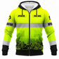 Personalized Excavator Operator Hoodie & T-Shirt - Yellow Grey Stripe Excavator Fleet – Fleece Zip Hoodie, front view