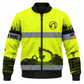 Personalized Excavator Operator Hoodie & T-Shirt - Yellow Grey Stripe Excavator Landscape – Bomber Jacket, front view