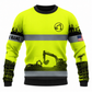 Personalized Excavator Operator Hoodie & T-Shirt - Yellow Grey Stripe Excavator Landscape – Sweatshirt, front view