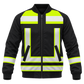 Personalized Excavator Operator Hoodie & T-Shirt - Black Yellow Vest Stripe Print – Bomber Jacket, front view