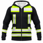 Personalized Excavator Operator Hoodie & T-Shirt - Black Yellow Vest Stripe Print – Fleece Zip Hoodie, front view