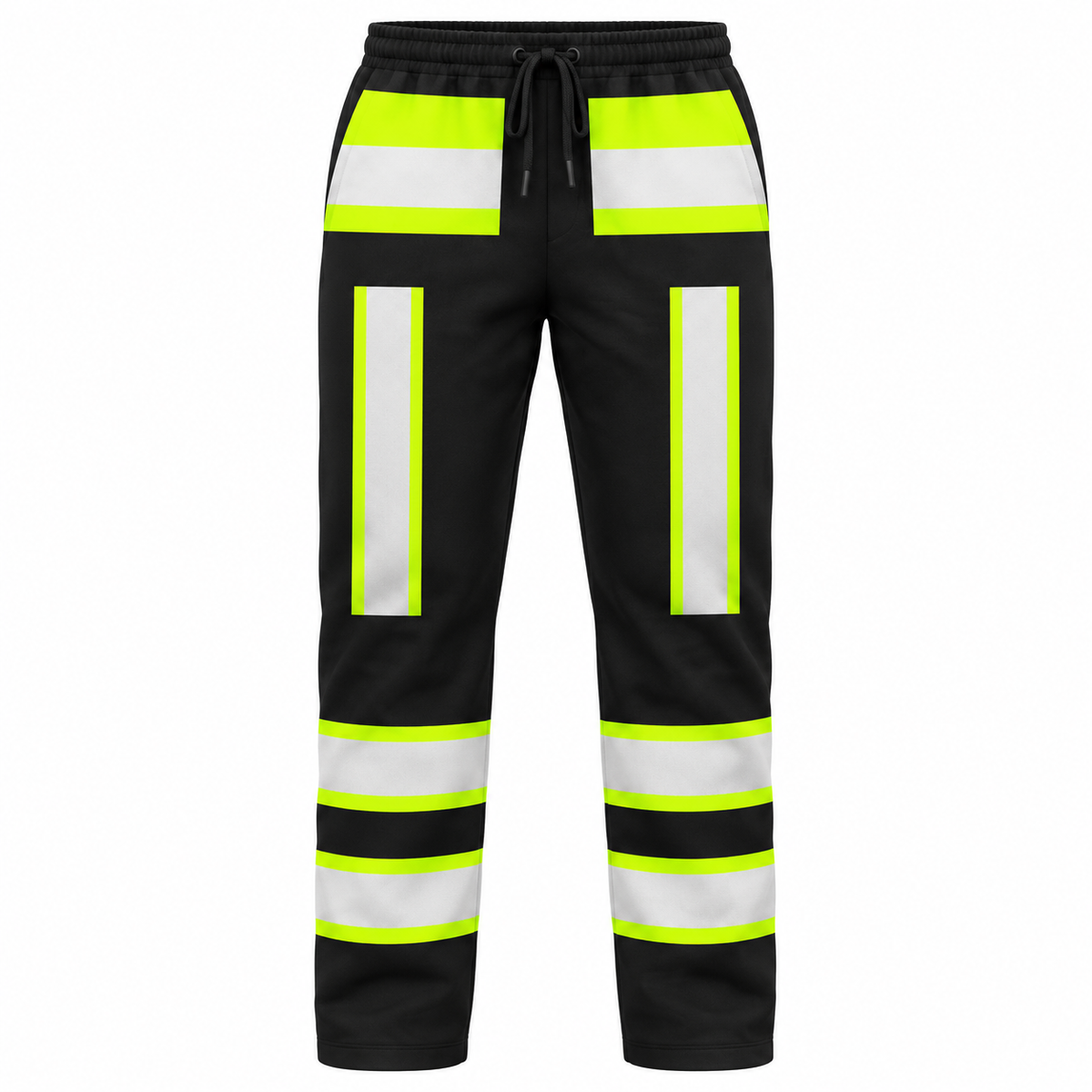 Personalized Excavator Operator Hoodie & T-Shirt - Black Yellow Vest Stripe Print – Long Pants, front view