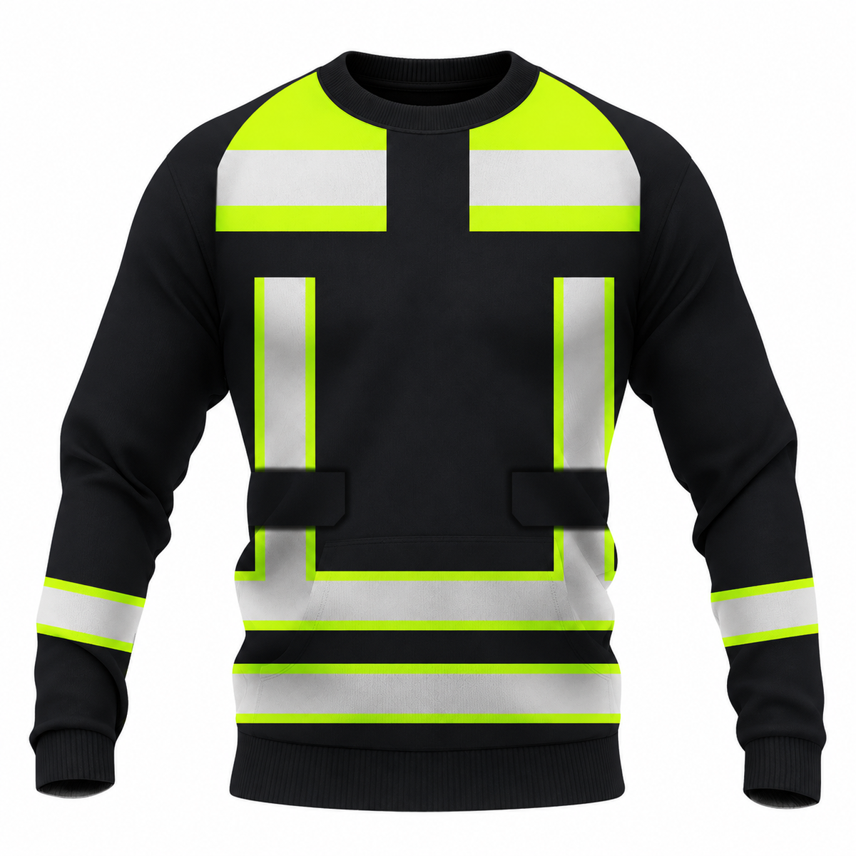 Personalized Excavator Operator Hoodie & T-Shirt - Black Yellow Vest Stripe Print – Sweatshirt, front view