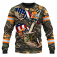 Personalized Logger Hoodie & T-Shirt - Woodland Camouflage American Flag Chainsaw – Sweatshirt, front view