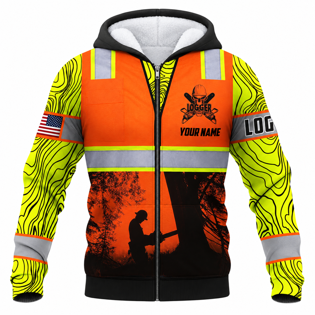 Fleece Zip Hoodie - matching personalized product design - front view