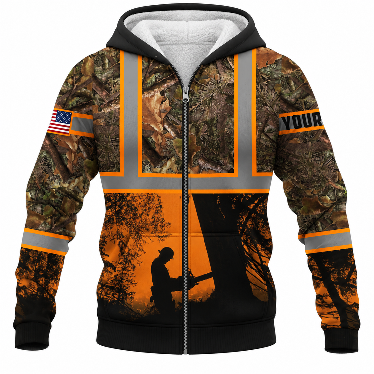 Fleece Zip Hoodie - matching personalized product design - front view