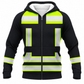 Personalized Logger Hoodie & T-Shirt - Black Yellow Vest Stripe Print – Fleece Zip Hoodie, front view