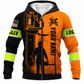 Personalized Logger Hoodie & T-Shirt - Orange Black Logger Silhouette – Fleece Zip Hoodie, front view