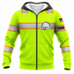 Personalized Logger Hoodie & T-Shirt - Neon Yellow Orange Stripe Logger Badge – Fleece Zip Hoodie, front view