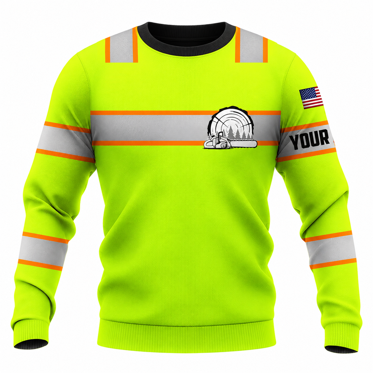 Personalized Logger Hoodie & T-Shirt - Neon Yellow Orange Stripe Logger Badge – Sweatshirt, front view
