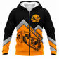 Personalized Logger Hoodie & T-Shirt - Black Orange Chevron Chainsaw – Fleece Zip Hoodie, front view