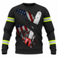 Personalized Logger Hoodie & T-Shirt - Black American Flag Crossed Chainsaws – Sweatshirt, front view