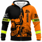 Personalized Trucker Hoodie & T-Shirt - Orange Black Trucker Skull – Fleece Zip Hoodie, front view