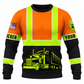 Personalized Trucker Hoodie & T-Shirt - Orange Black Stripe Semi Truck – Sweatshirt, front view