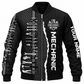 Personalized Mechanic Hoodie & T-Shirt - Black And White Wrench Print – Bomber Jacket, front view