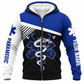 Personalized EMS Paramedic Hoodie & T-Shirt - Blue And White Snake Emblem – Fleece Zip Hoodie, front view