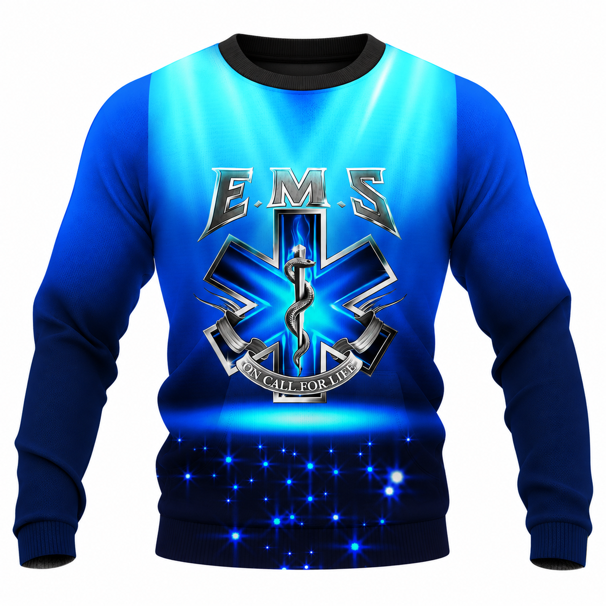 Personalized EMS Paramedic Hoodie & T-Shirt - Blue EMS On Call For Life – Sweatshirt, front view