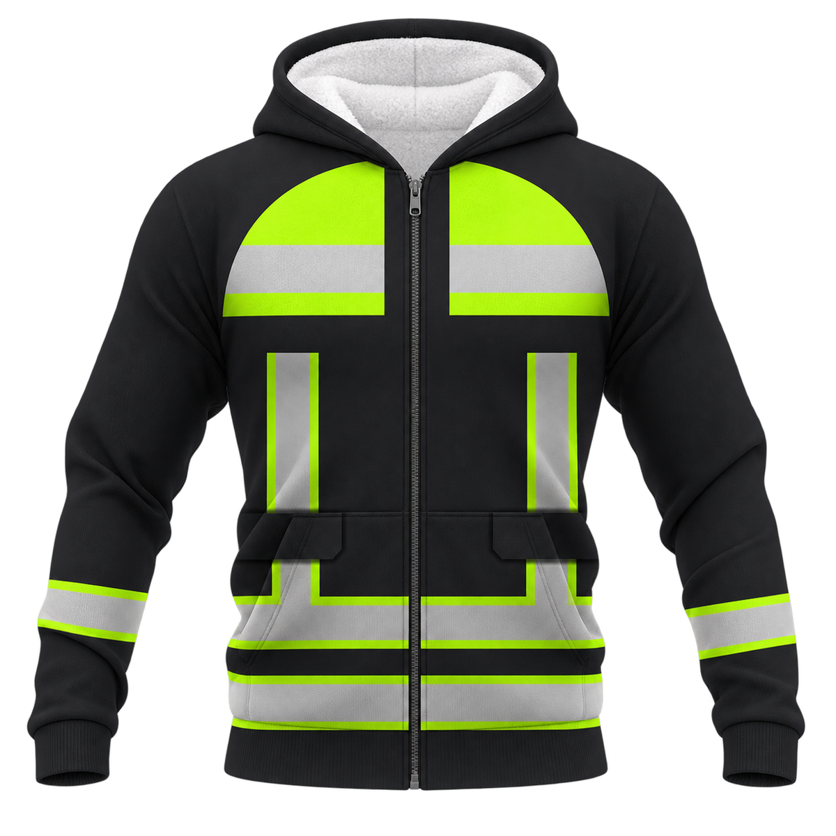 Personalized EMS Paramedic Hoodie & T-Shirt - Black And Yellow Vest Print – Fleece Zip Hoodie, front view