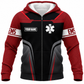 Personalized EMS Paramedic Hoodie & T-Shirt - Red And Black EMS Emblem – Fleece Zip Hoodie, front view