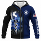 Personalized EMS Paramedic Hoodie & T-Shirt - Blue Star Of Life Cityscape – Fleece Zip Hoodie, front view