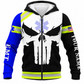 Personalized EMS Paramedic Hoodie & T-Shirt - White Skull And EMT Print – Fleece Zip Hoodie, front view
