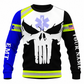 Personalized EMS Paramedic Hoodie & T-Shirt - White Skull And EMT Print – Sweatshirt, front view