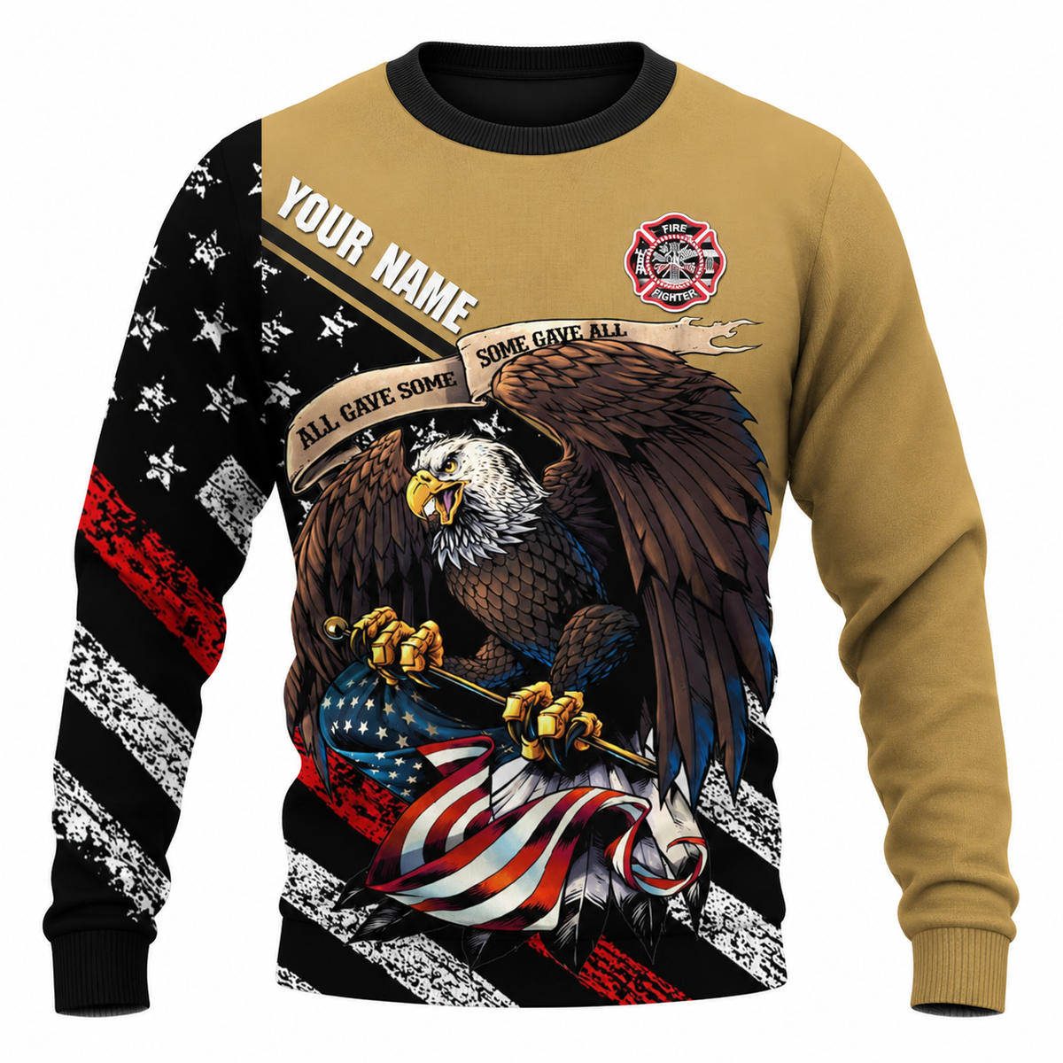 Personalized Firefighter Hoodie & T-Shirt - Eagle All Gave Some Print – Sweatshirt, front view