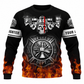 Personalized Firefighter Hoodie & T-Shirt - Black Skull And Flame Print – Sweatshirt, front view