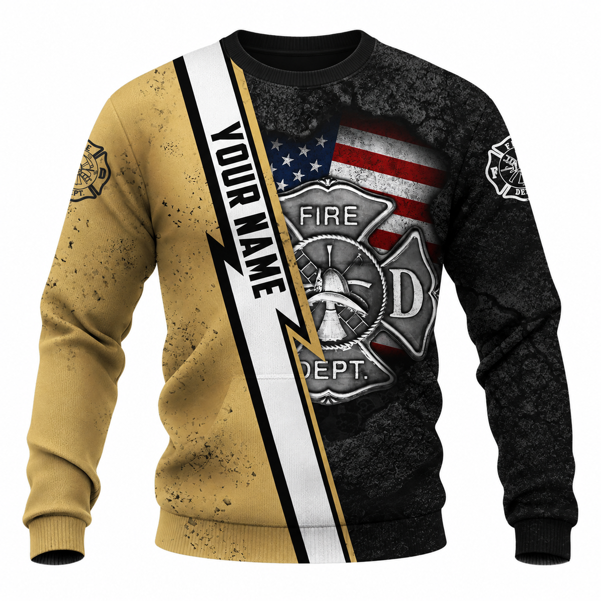 Personalized Firefighter Hoodie & T-Shirt - Fire Department Name Stripe – Sweatshirt, front view