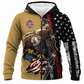Personalized Firefighter Hoodie & T-Shirt - Eagle And Distressed Flag – Fleece Zip Hoodie, front view