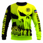 Personalized Firefighter Hoodie & T-Shirt - Neon Yellow Skull Print – Sweatshirt, front view