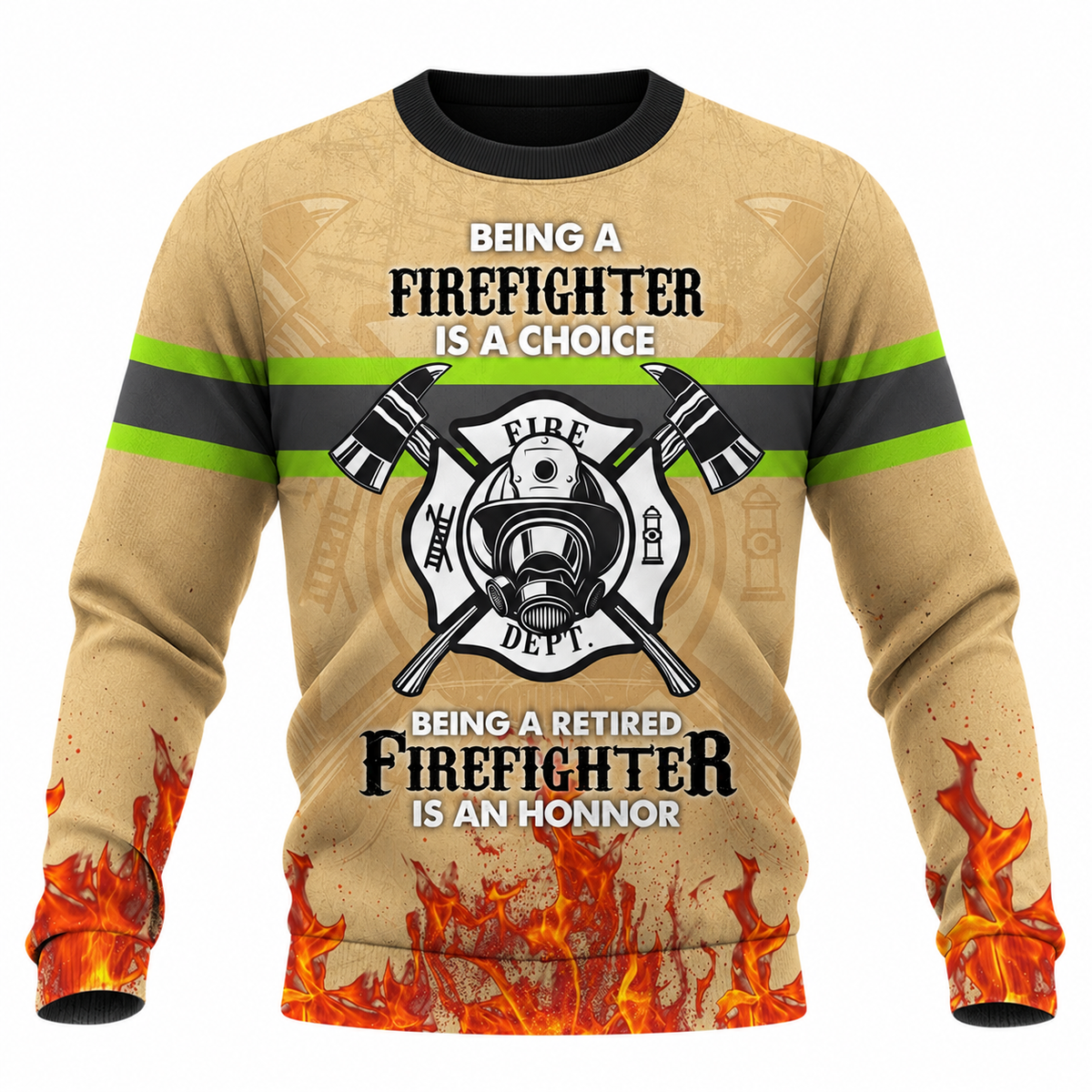 Personalized Firefighter Hoodie & T-Shirt - Retired Firefighter Print – Sweatshirt, front view