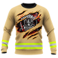 Personalized Firefighter Hoodie & T-Shirt - Yellow Stripe Fire Rescue Print – Sweatshirt, front view