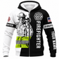 Personalized Firefighter Hoodie & T-Shirt - Black And White Firefighter – Fleece Zip Hoodie, front view