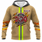 Personalized Firefighter Hoodie & T-Shirt - Tan Fire Badge Stripe Print – Fleece Zip Hoodie, front view