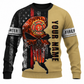 Personalized Firefighter Hoodie & T-Shirt - Flag Skull Fire Badge Print – Sweatshirt, front view