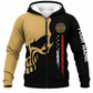 Personalized Firefighter Hoodie & T-Shirt - Tan And Black Skull Flag – Fleece Zip Hoodie, front view