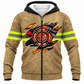 Personalized Firefighter Hoodie & T-Shirt - Tan Fire Rescue Claw Print – Fleece Zip Hoodie, front view