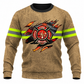 Personalized Firefighter Hoodie & T-Shirt - Tan Fire Rescue Claw Print – Sweatshirt, front view