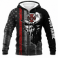 Personalized Firefighter Hoodie & T-Shirt - Black Skull Thin Red Line – Fleece Zip Hoodie, front view