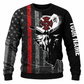 Personalized Firefighter Hoodie & T-Shirt - Black Skull Thin Red Line – Sweatshirt, front view
