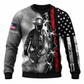Personalized Firefighter Hoodie & T-Shirt - Grey Firefighter Flag Print – Sweatshirt, front view