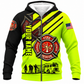 Personalized Firefighter Hoodie & T-Shirt - Neon Yellow Fire Rescue Print – Fleece Zip Hoodie, front view
