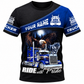 Personalized Trucker Hoodie & T-Shirt - Blue Truck Ride With Pride – T-Shirt, front view