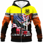 Personalized Trucker Hoodie & T-Shirt - Yellow Trucker Eagle Flag – Fleece Zip Hoodie, front view