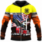 Personalized Trucker Hoodie & T-Shirt - Yellow Trucker Eagle Flag – Zip Hoodie, front view