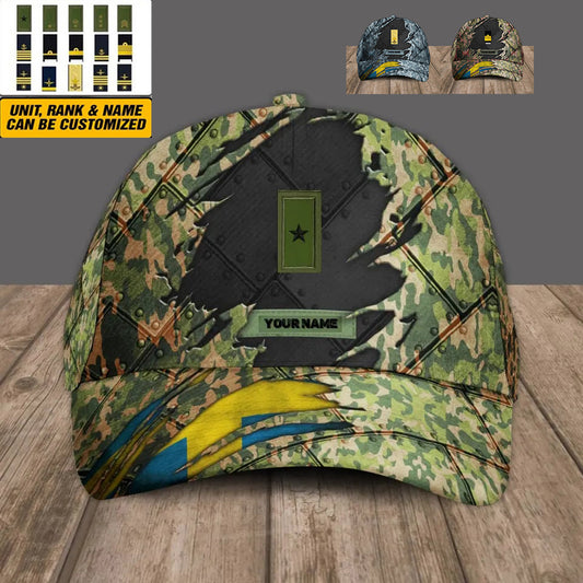 Personalized Rank And Name Sweden Soldier/Veterans Camo Baseball Cap - 1705230001 - D04
