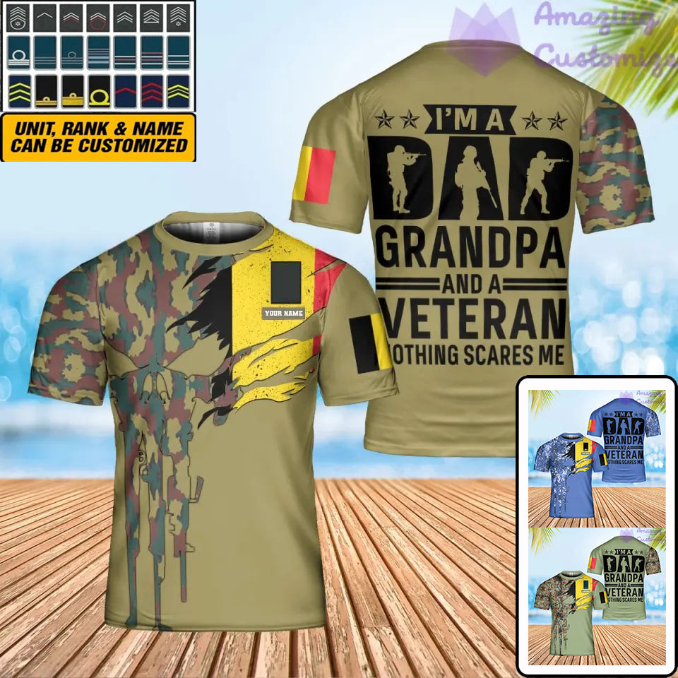 Personalized Belgium Soldier/ Veteran Camo With Name And Rank T-Shirt 3D Printed - 17069184