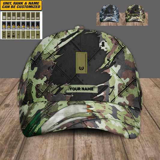 Personalized Rank And Name Ireland Soldier/Veterans Camo Baseball Cap - 16842816 - D04