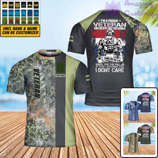 Personalized Netherlands Soldier/ Veteran Camo With Name And Rank T-Shirt 3D Printed - 0302240001